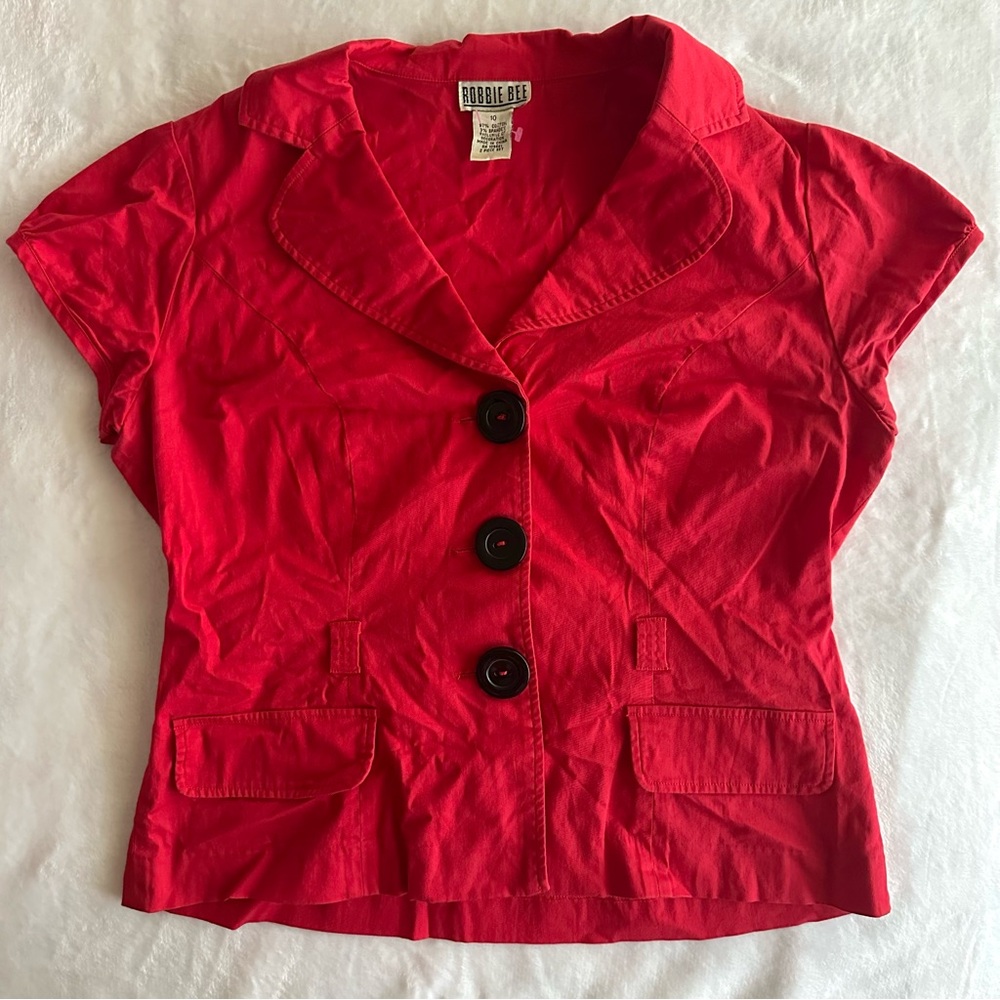 Vintage Y2K Robbie Bee Red Button Blouse